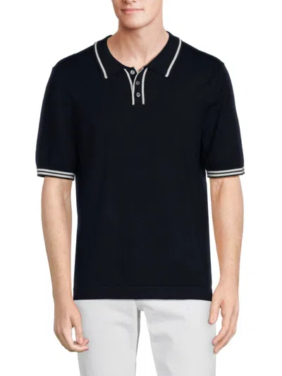 Tahari Men's Tipped Sweater Polo In Navy Ivory