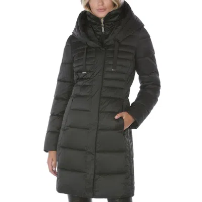 Tahari Mia Womens Puffer Warm Quilted Coat In Black