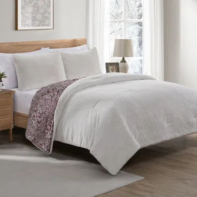 Tahari Microfiber 3 Piece Comforter Set In Wine