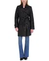 Tahari Natalie Medium Leather Trench Coat In Black