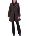 Tahari Natalie Medium Leather Trench Coat In Brown