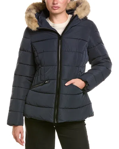 Tahari Nico Puffer Coat In Blue