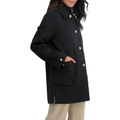 Tahari Paula Single Breasted Wool Bend Coat In Black