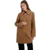 Tahari Paula Single Breasted Wool Bend Coat In Brown