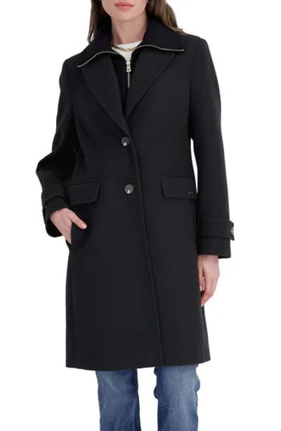 Tahari Pia Single Breasted Coat With Bib In Black