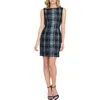 Tahari Plaid Jacquard Sheath Dress In Blue