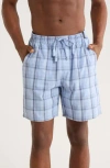 Tahari Plaid Pajama Shorts In Blue