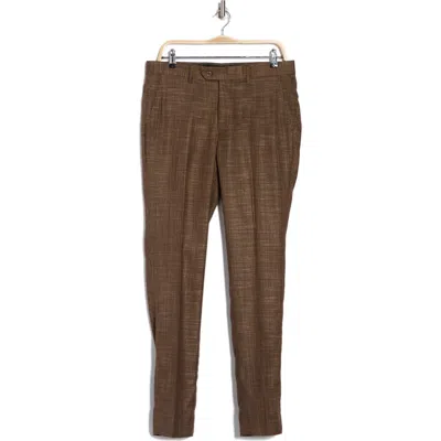 Tahari Plaid Slim Fit Dress Pants In Brown