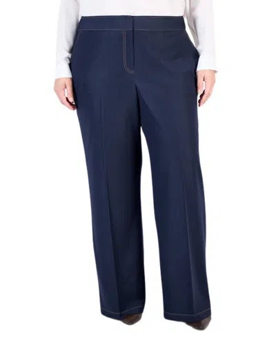 Tahari Plus Size Wide-leg Pants In Blue