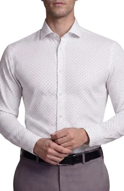 Tahari Polka Dot Cotton Blend Dress Shirt In White