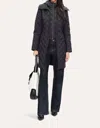 Tahari Quilted Down Coat In Black In Black