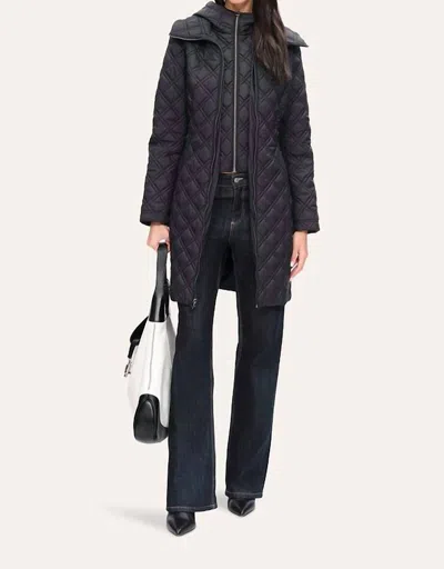Tahari Quilted Down Coat In Black