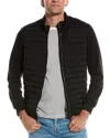 Tahari Quilted Mix Zip-up Mock Neck Jacket In Black