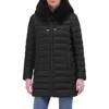 Tahari Reno Faux Fur Trim Puffer Jacket In Black