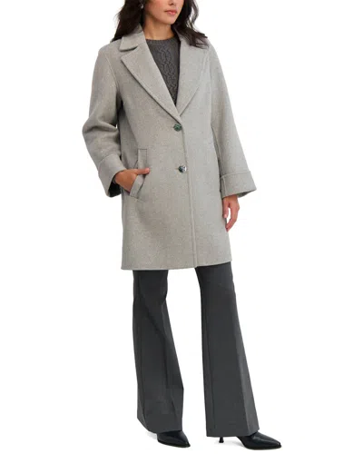 Tahari Sandra Medium Wool-blend Coat In Gray
