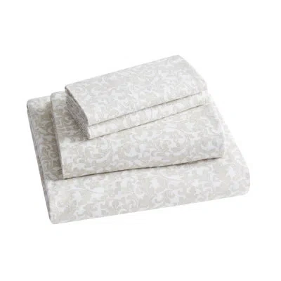 Tahari Scroll 4-piece Triple Brushed Cotton Flannel Bed Sheet Set In Taupe