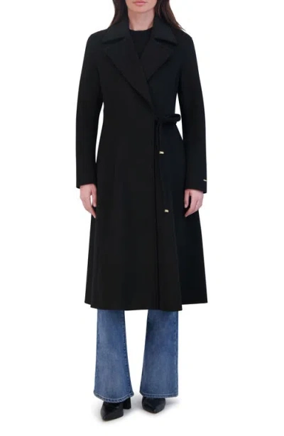 Tahari Shay Wool Blend Wrap Coat In Black