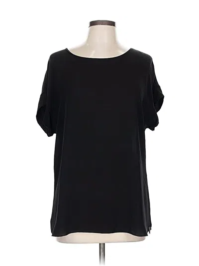 Pre-owned Tahari Short Sleeve Blouse In Black
