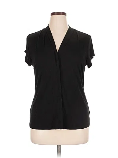 Pre-owned Tahari Short Sleeve Blouse In Black