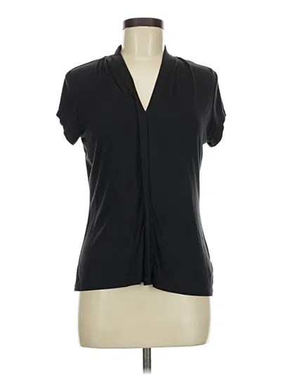 Pre-owned Tahari Short Sleeve Blouse In Black