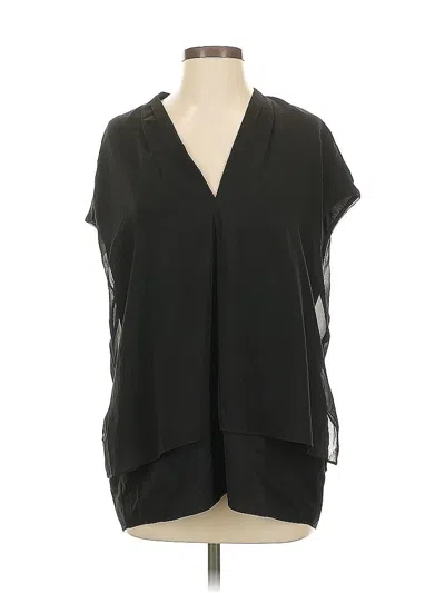 Pre-owned Tahari Short Sleeve Blouse In Black