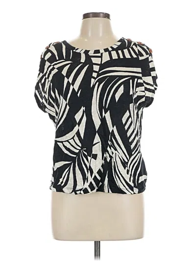 Pre-owned Tahari Short Sleeve Blouse In Black