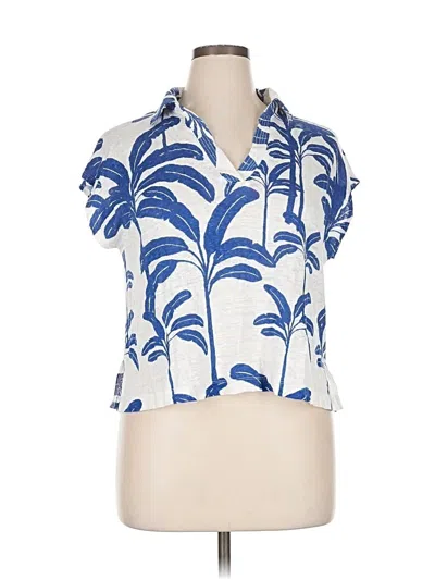Pre-owned Tahari Short Sleeve Blouse In Blue