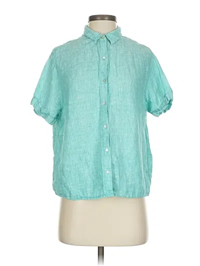 Pre-owned Tahari Short Sleeve Blouse In Blue