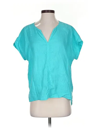 Pre-owned Tahari Short Sleeve Blouse In Blue