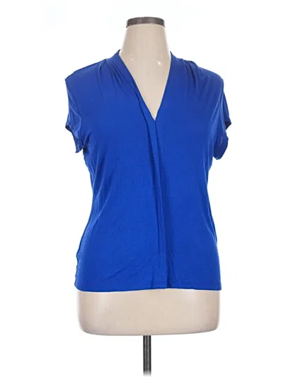 Pre-owned Tahari Short Sleeve Blouse In Blue