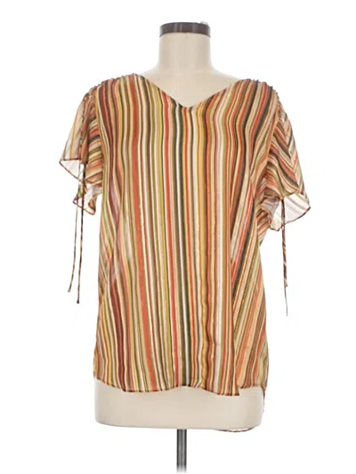 Pre-owned Tahari Short Sleeve Blouse In Brown