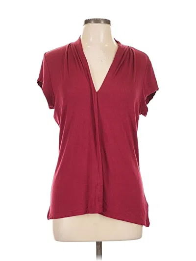 Pre-owned Tahari Short Sleeve Blouse In Burgundy