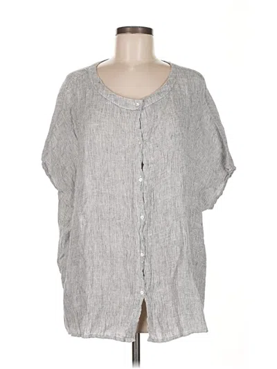Pre-owned Tahari Short Sleeve Blouse In Gray