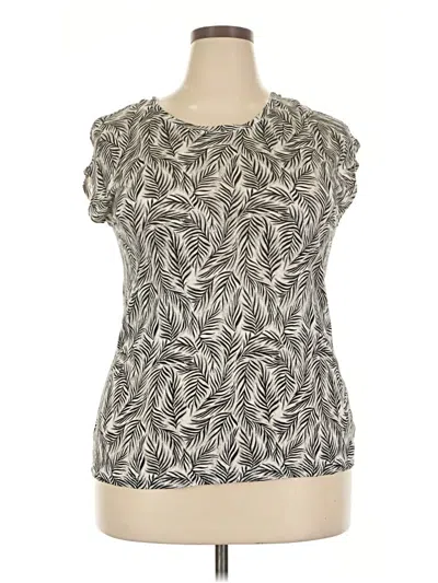 Pre-owned Tahari Short Sleeve Blouse In Gray