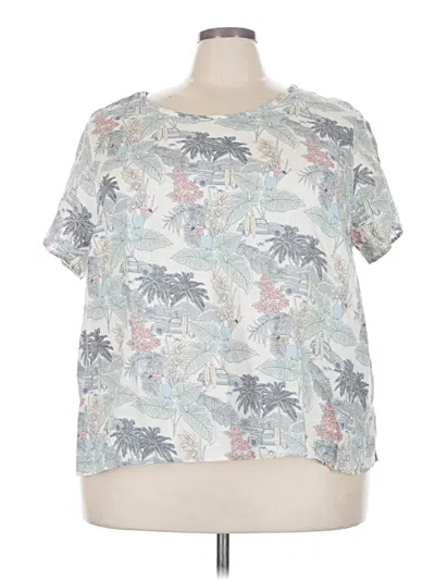 Pre-owned Tahari Short Sleeve Blouse In Gray