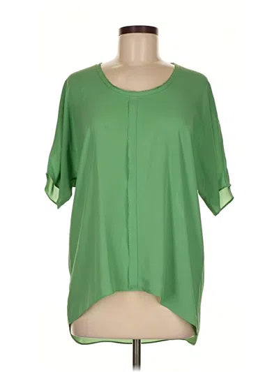 Pre-owned Tahari Short Sleeve Blouse In Green