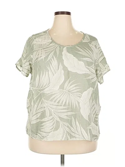 Pre-owned Tahari Short Sleeve Blouse In Green
