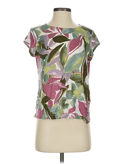 Pre-owned Tahari Short Sleeve Blouse In Green