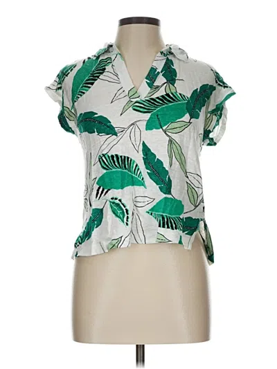 Pre-owned Tahari Short Sleeve Blouse In Green