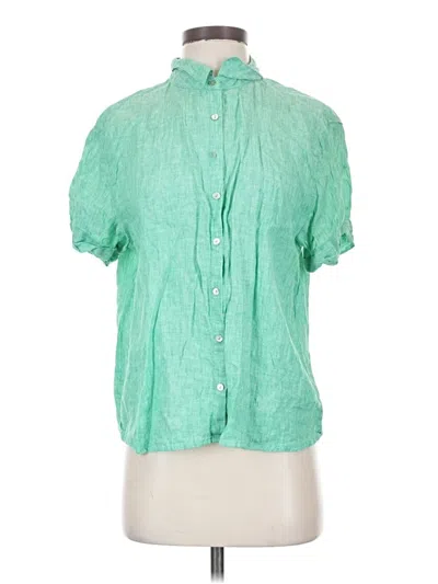 Pre-owned Tahari Short Sleeve Blouse In Green