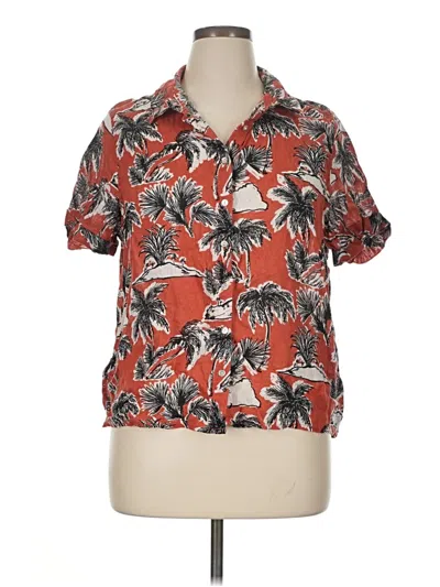 Pre-owned Tahari Short Sleeve Blouse In Orange