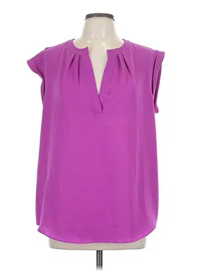 Pre-owned Tahari Short Sleeve Blouse In Purple