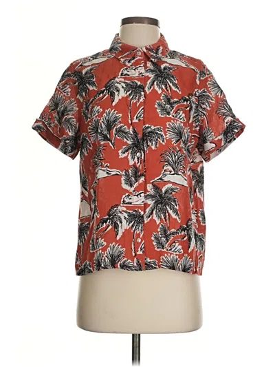Pre-owned Tahari Short Sleeve Blouse In Red