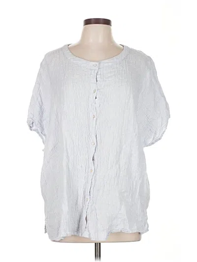 Pre-owned Tahari Short Sleeve Blouse In Silver