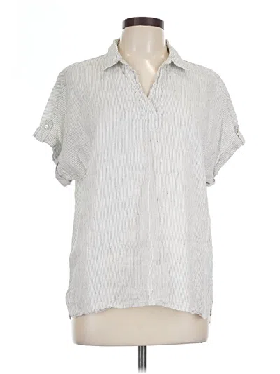 Pre-owned Tahari Short Sleeve Blouse In Silver
