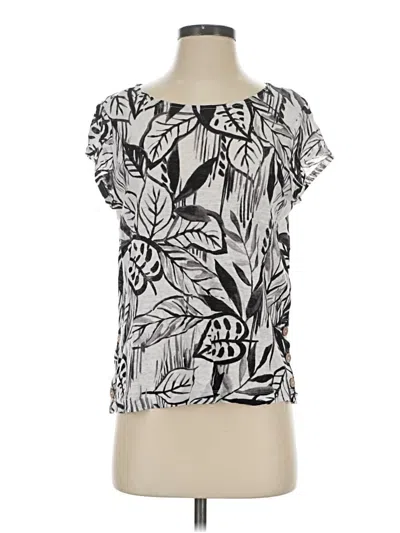 Pre-owned Tahari Short Sleeve Blouse In Silver