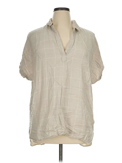 Pre-owned Tahari Short Sleeve Blouse In Tan