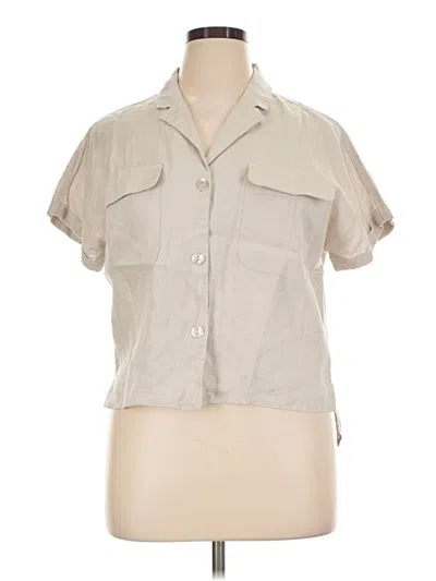 Pre-owned Tahari Short Sleeve Blouse In Tan