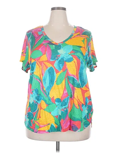 Pre-owned Tahari Short Sleeve Blouse In Teal