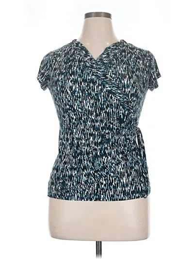 Pre-owned Tahari Short Sleeve Blouse In Teal